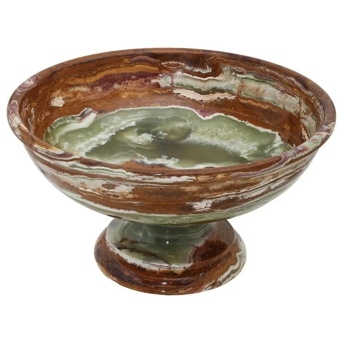 Carpo Collection Whirl Green 12″ Onyx Pedestal Bowl