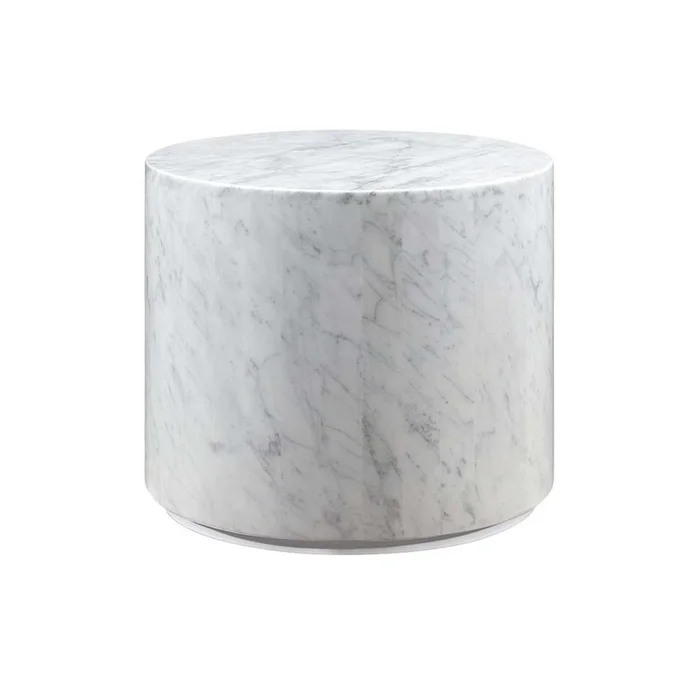 Carrara Marble Monolith Drum Side Table – Polished