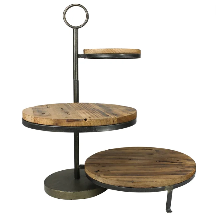Catalina Three-Tier Staggered Stand, Wood -Natural