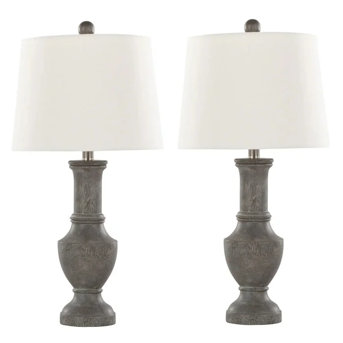 Chateau – Contemporary Table Lamp (Set of 2) – Acid Griffin / Nickel / White