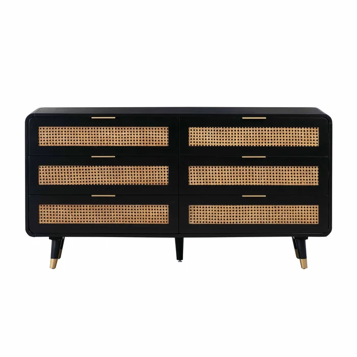 Christine – 6 Drawer Dresser – Black