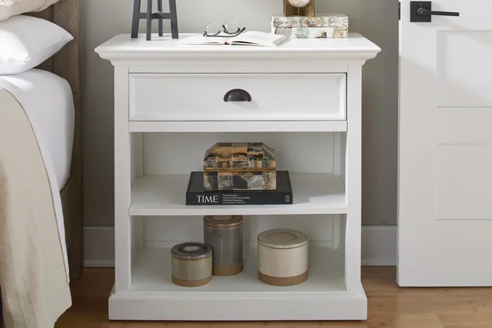 Classic White Large Nightstand With Shelves By Homeroots