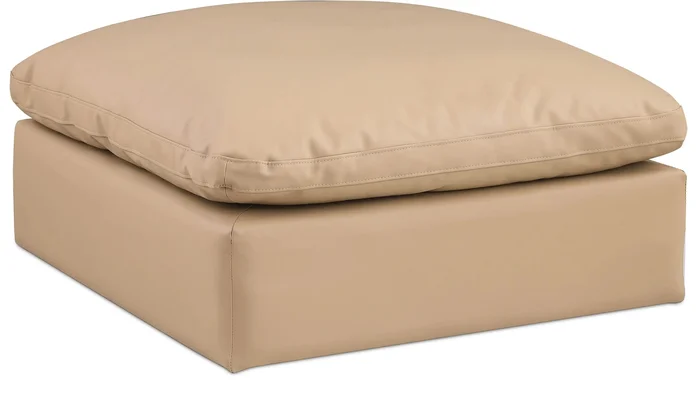Comfy – Faux Leather Ottoman – Tan