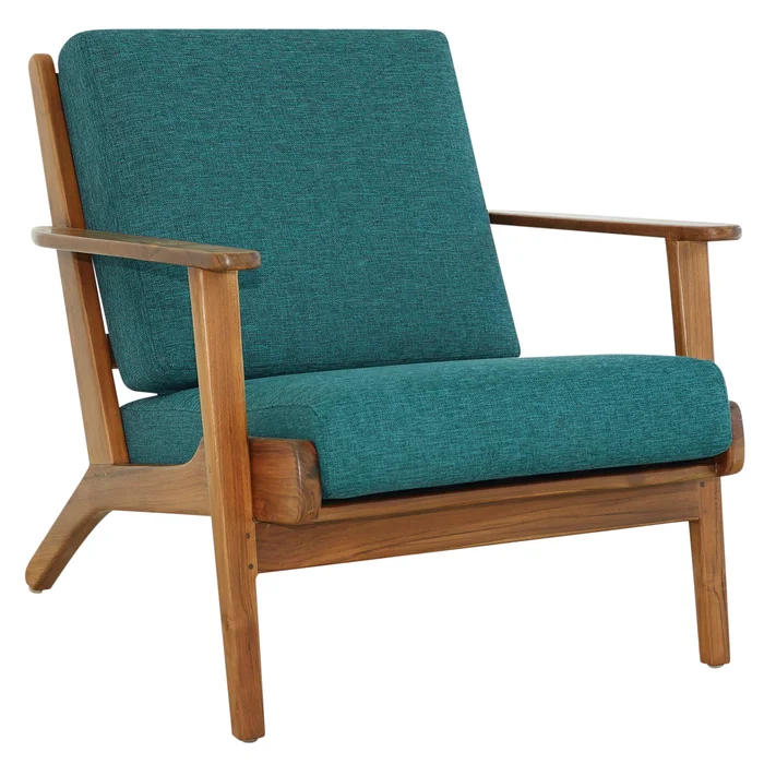 Connor Solid Wood Linen Lounge Chair – Teal