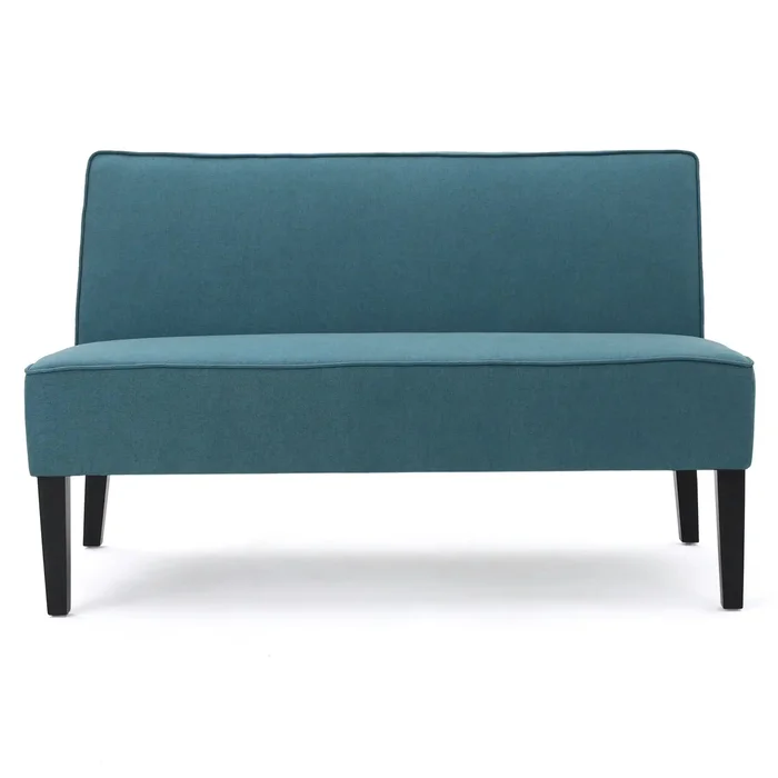 Contemporary Loveseat With Upholstered Fabric And Birch Wood Legs