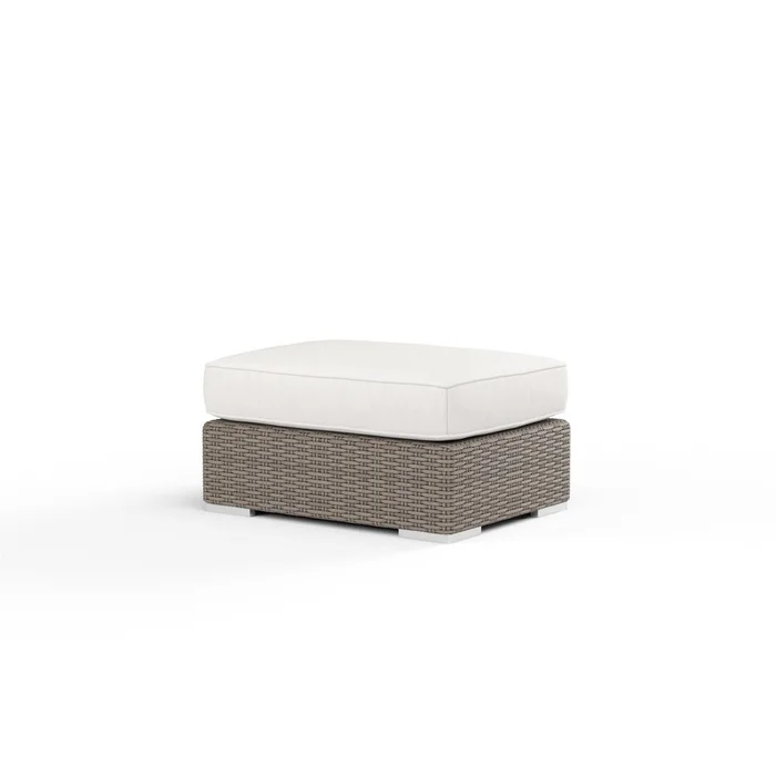 Coronado Ottoman in Canvas Flax w/ Self Welt