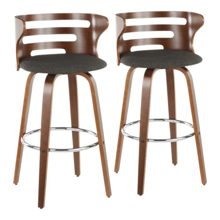Cosini – Mid Century Modern Fixed Height Barstool With Swivel (Set of 2)
