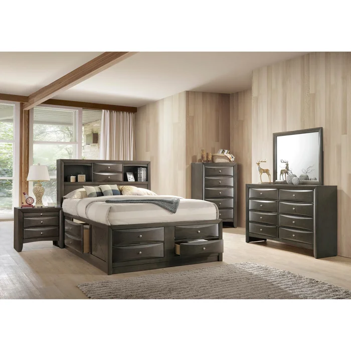 Crown Mark Emily B4275 6 pc Queen Bookcase Bedroom Set