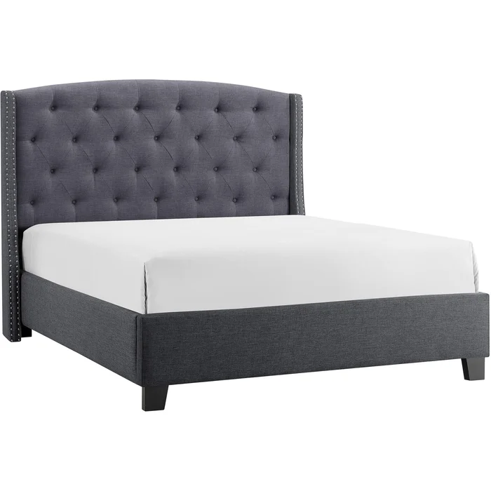 Crown Mark Eva King Upholstered Platform Bed 5111GY-K-HBFB/5111GY-KQ-RAIL