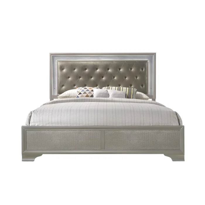 Crown Mark Lyssa King Upholstered Panel Bed B4300-K-HBFB/B4300-KQ-RAIL