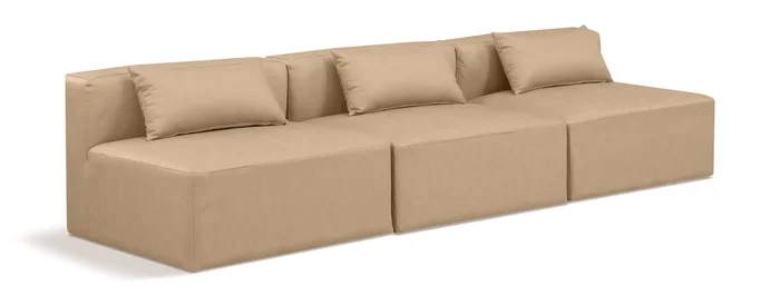Cube – Modular 3 Seat Armless Sofa – Tan