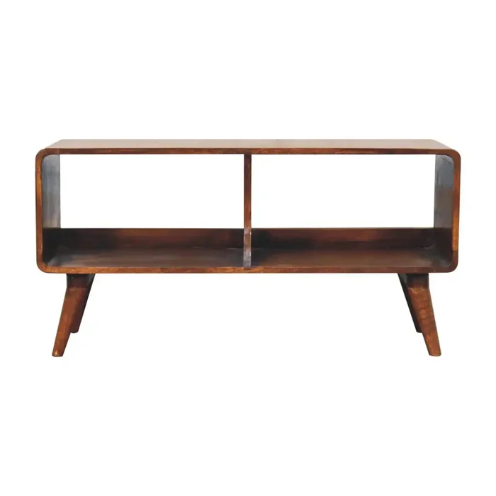Curved Double Slot Media Unit – Dark Brown