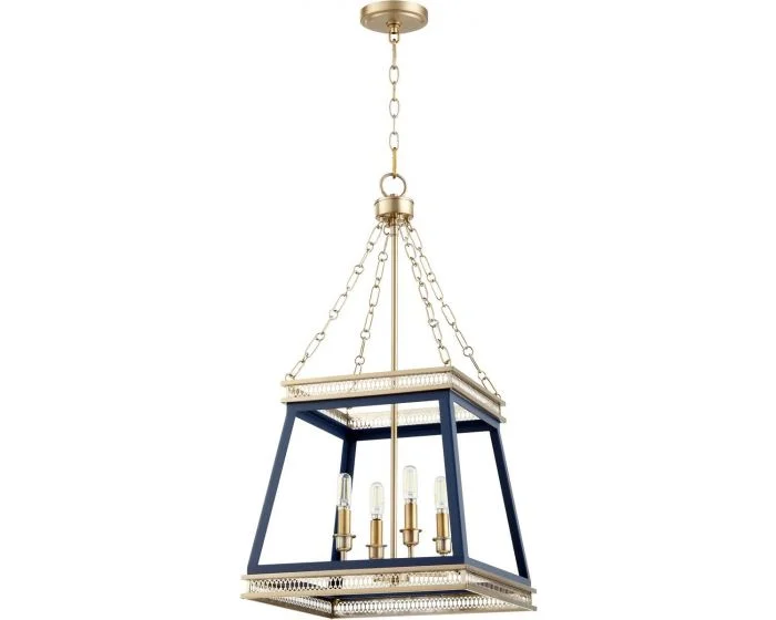 Cyan Design Gerard Pendant – Blue and Aged Brass (Dropshippable)
