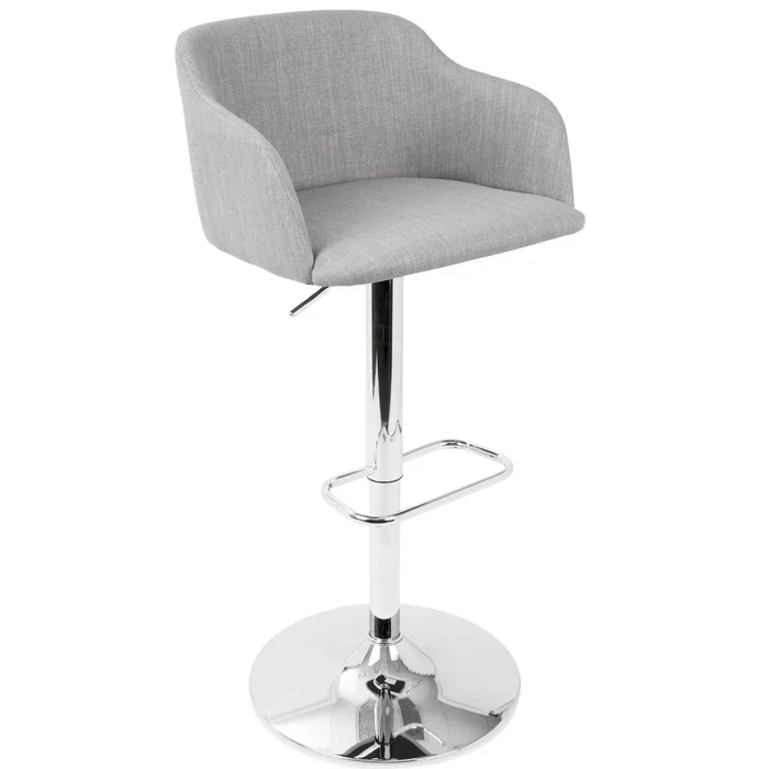 Daniella – Contemporary Adjustable Barstool With Swivel – Light Gray