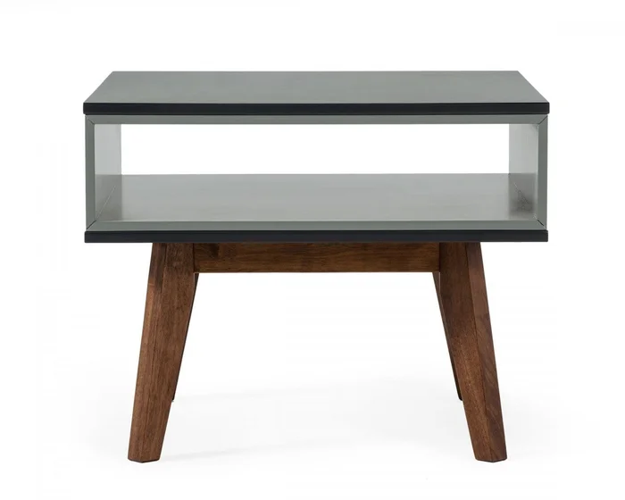 Dark Oak and Shades of Gray Open Rectangle End Table By Homeroots
