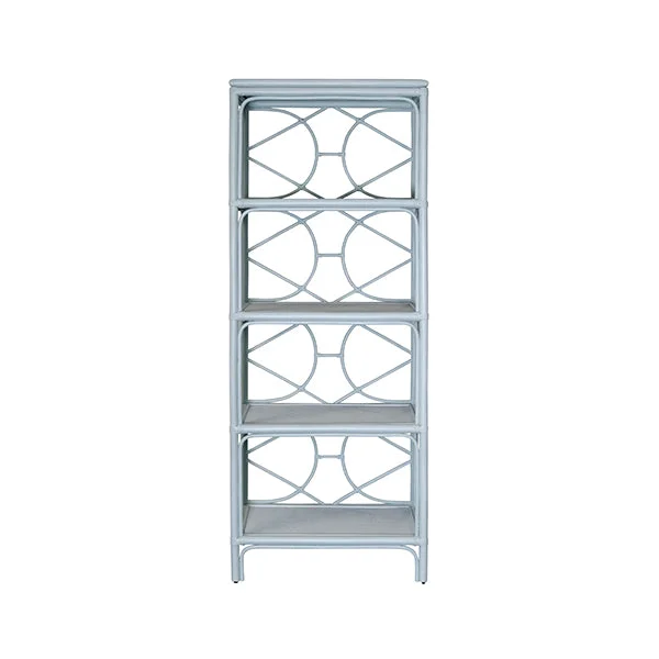 Decorative Back Etagere In Rattan Painted Light Blue