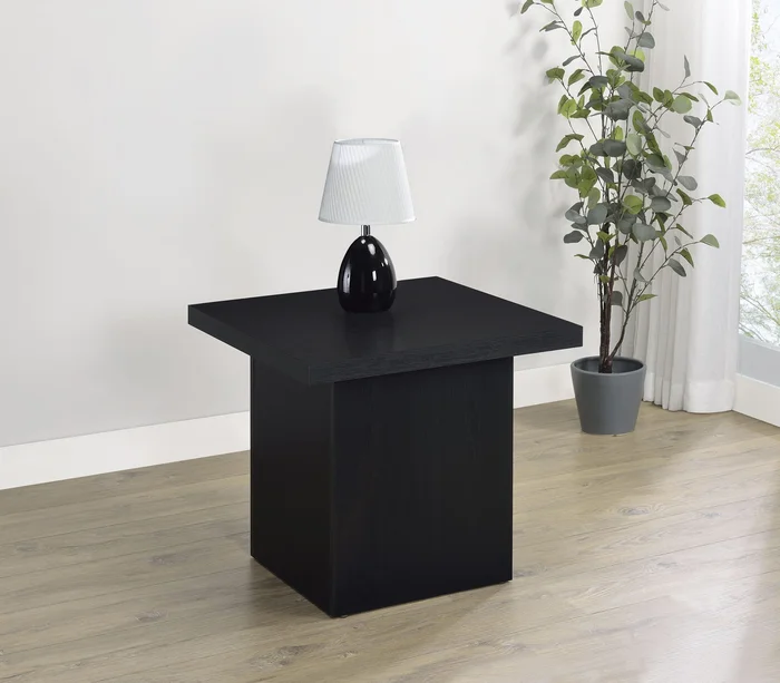 Devar Square Engineered Laminate End Side Table Black