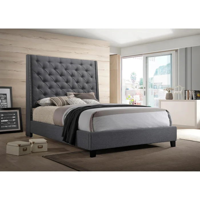 Diamond Modern Furniture CM Chantilly Queen Upholstered Platform Bed 5265GY-Q-HB/5265GY-Q-FRW