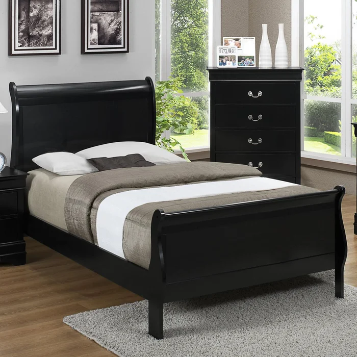 Diamond Modern Furniture CM Louis Philip Twin Sleigh Bed B3950-T-HBFB/B3950-T-RAIL