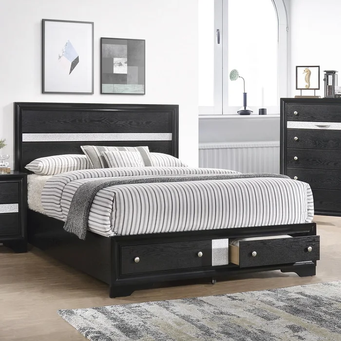 Diamond Modern Furniture CM Regata Queen Panel Bed with Storage B4670-Q-HBFB/B4670-Q-RAIL/B4670-KQ-DRW