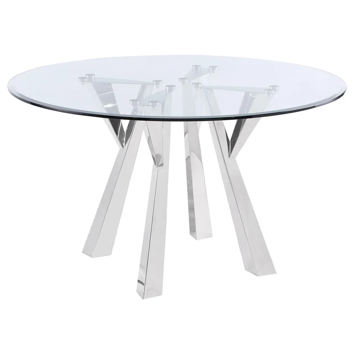 Diamond Modern Furniture COA Round Alaia Dining Table with Glass Top 190710