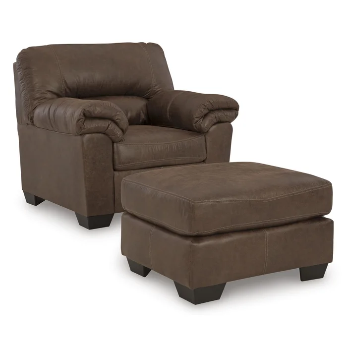 Diamond Modern Furniture Exclusive Design Bladen Stationary Leather Look Chair with Ottoman 1202014/1202020