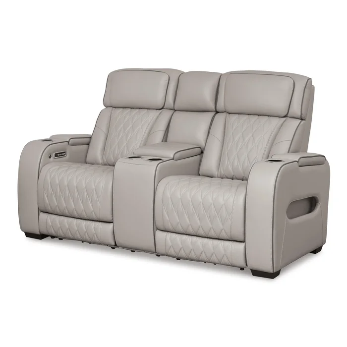 Diamond Modern Furniture Exclusive Design Boyington Power Reclining Leather Match Loveseat with Console U2710518