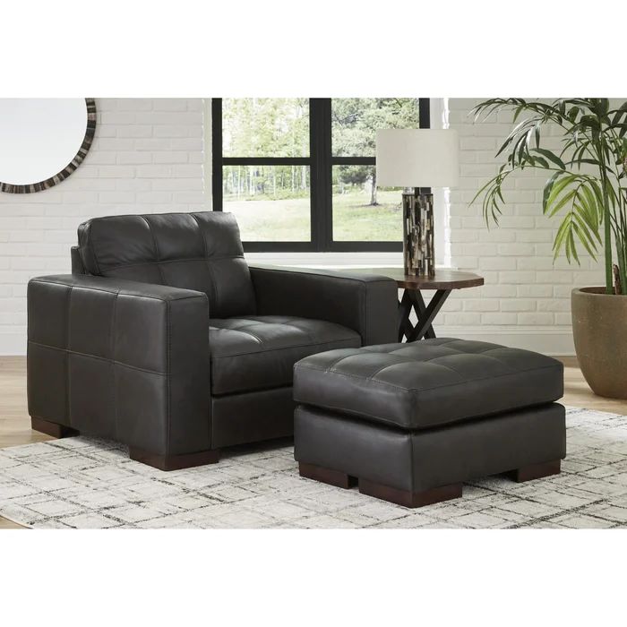 Diamond Modern Furniture Exclusive Design Luigi Stationary Leather Match Chair with Ottoman 5650614/5650623