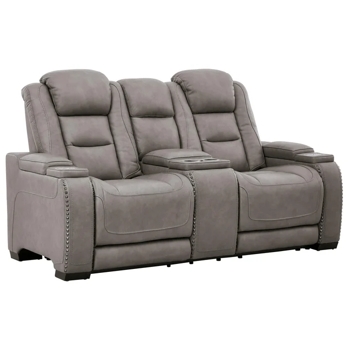 Diamond Modern Furniture Exclusive Design The Man-Den Power Reclining Leather Match Loveseat with Console U8530518
