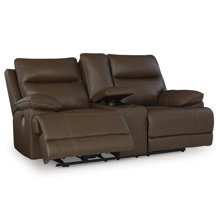 Diamond Modern Furniture Exclusive Design VonRyan Power Reclining Leather Match Loveseat with Console U1040018