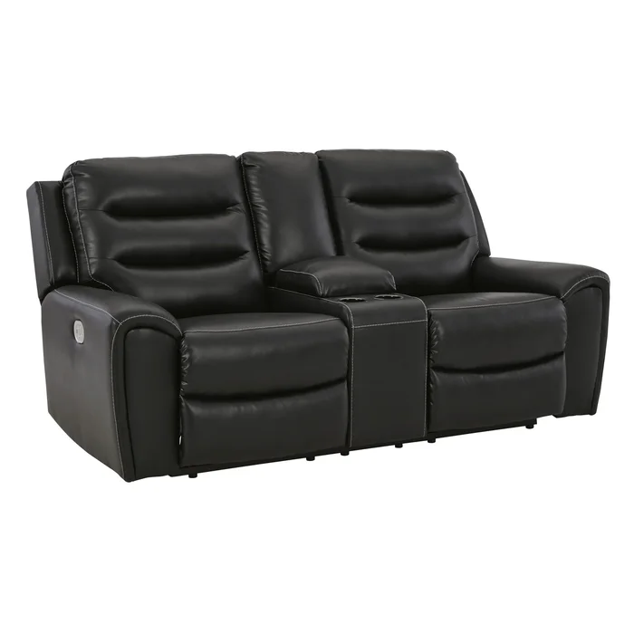 Diamond Modern Furniture Exclusive Design Warlin Power Reclining Leather Look Loveseat with Console 6110518