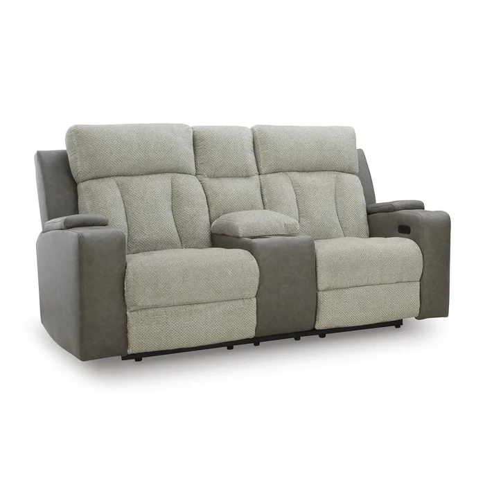 Diamond Modern Furniture Exclusive Design WhipLash Power Reclining Fabric and Leather Look Loveseat with Console PC6320418