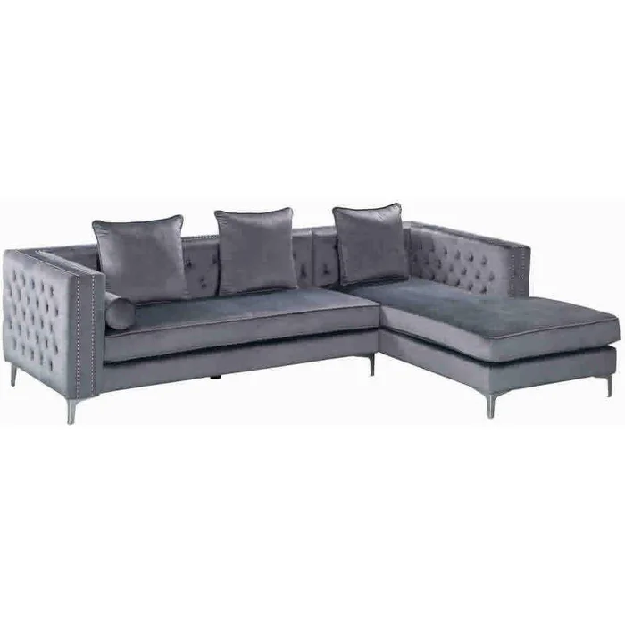 Diamond Modern Furniture HH Ava Fabric 2 pc Sectional Ava Sectional Grey