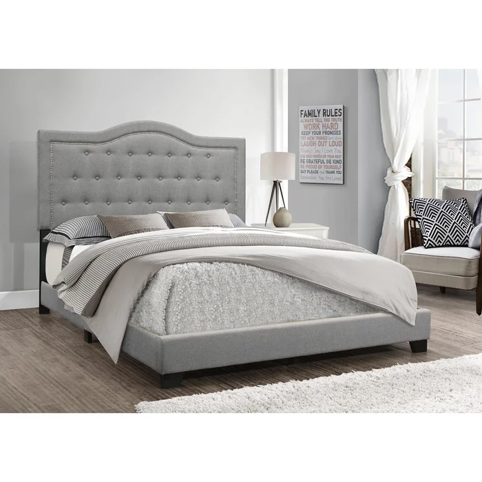 Diamond Modern Furniture HH Emma Queen Upholstered Platform Bed Emma Queen Bed – Gray