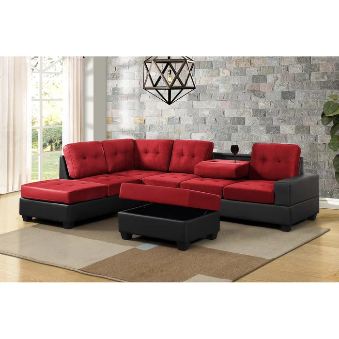 Diamond Modern Furniture HH Heights Fabric and Leather Look 2 pc Sectional PU7Heights