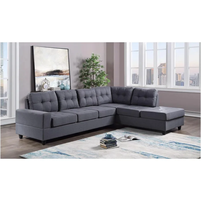 Diamond Modern Furniture HH James Fabric 2 pc Sectional James Grey