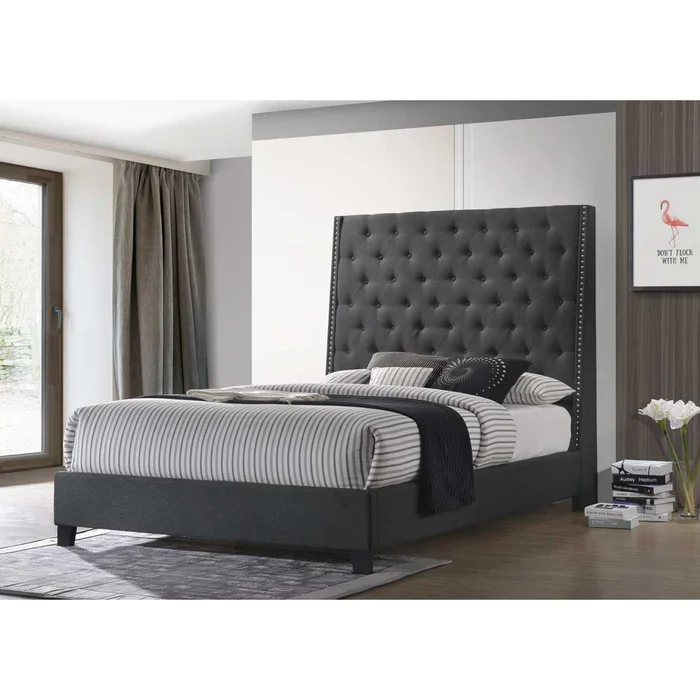 Diamond Modern Furniture HH King Upholstered Bed HH330 King Bed – Charcoal Gray