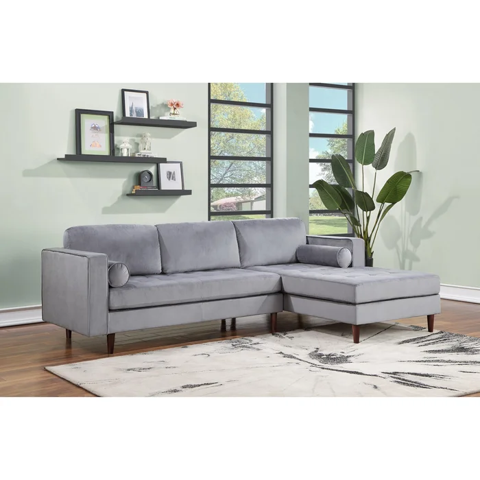 Diamond Modern Furniture HH Roxy Fabric 2 pc Sectional Roxy – Grey
