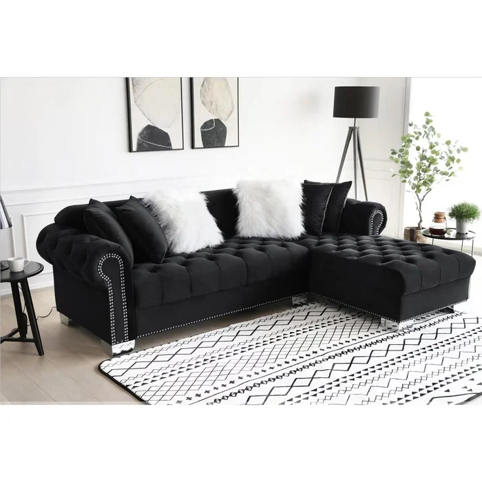 Diamond Modern Furniture HH Royal Fabric 2 pc Sectional Royal – Black