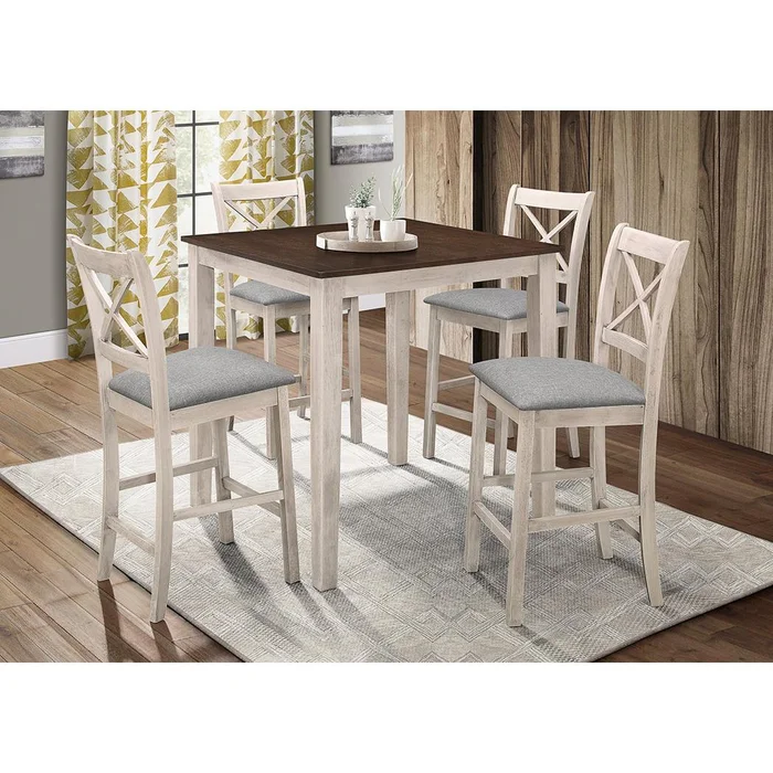 Diamond Modern Furniture HH Tahoe 5 pc Counter Height Dinette Tahoe Antique White