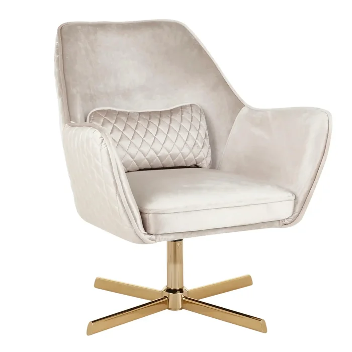 Diana – Contemporary Lounge Chair – Gold / Cream