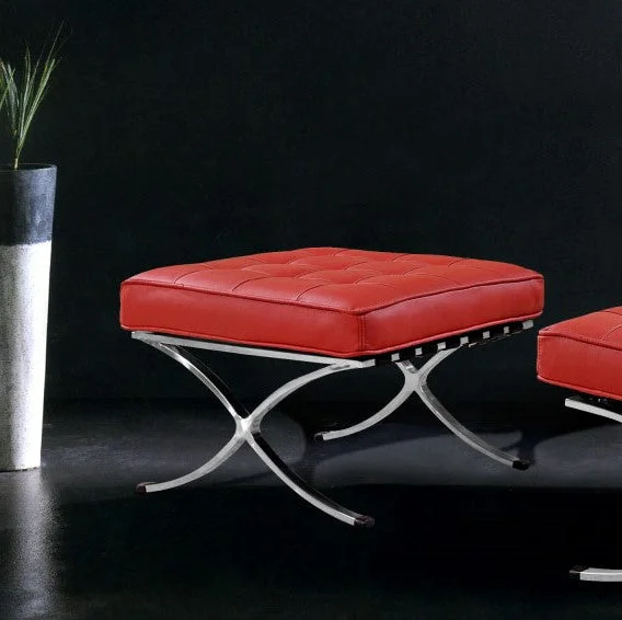 Divani Casa Bellatrix Modern Red Leather “X” Leg Ottoman