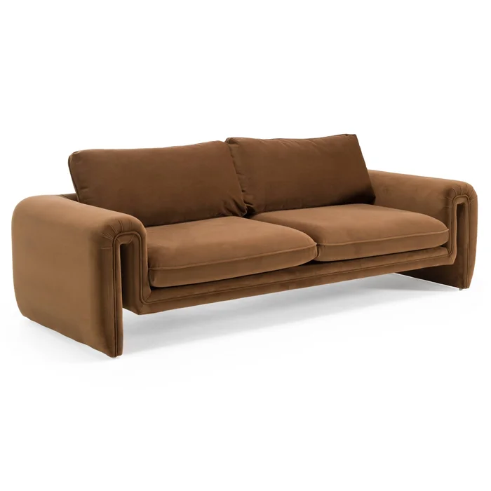 Divani Casa Bentley – Modern Brown Velvet Sofa