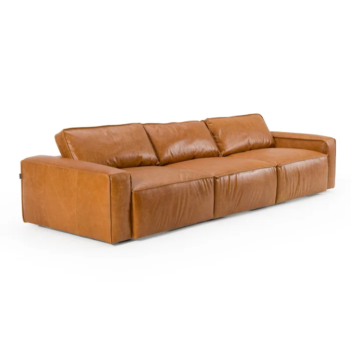 Divani Casa Cambria – Modern Cognac Leather Sofa
