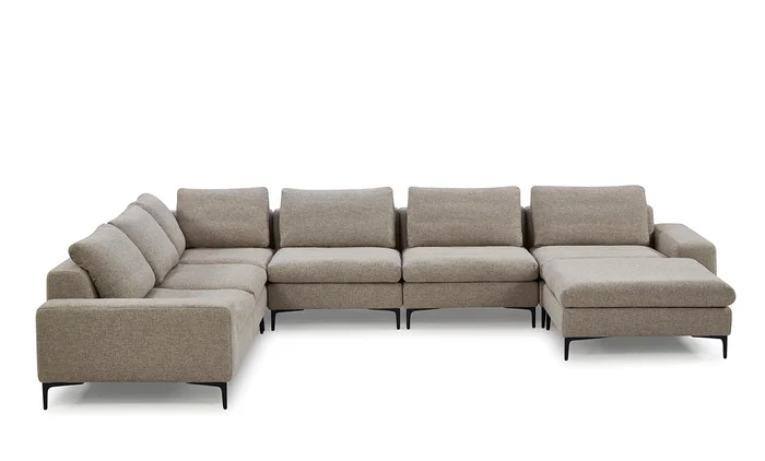 Divani Casa Cascade – Modern Beige Fabric U Shaped Sectional Sofa