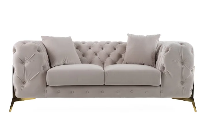Divani Casa Clarice – Transitional Light Beige Velvet Loveseat