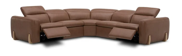 Divani Casa Conrad – Modern Brown Leather Sectional Sofa with 3 Recliners