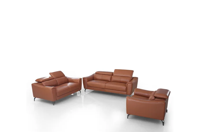 Divani Casa Danis – Modern Cognac Leather Brown Sofa Set