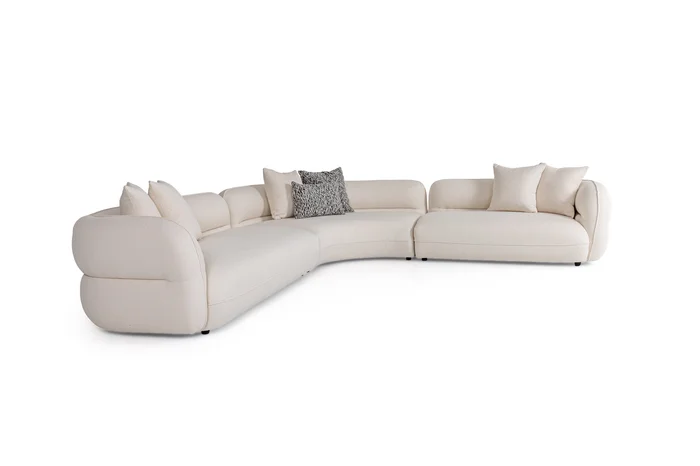 Divani Casa Drayton – Modern Off-White Fabric Sectional Sofa