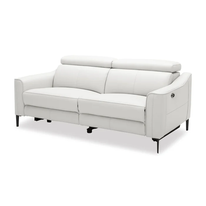 Divani Casa Eden – Modern White Leather Sofa With 2 Recliners